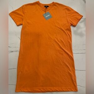 Missguided Tangerine Basic T Shirt Dress, Size 0, NWT